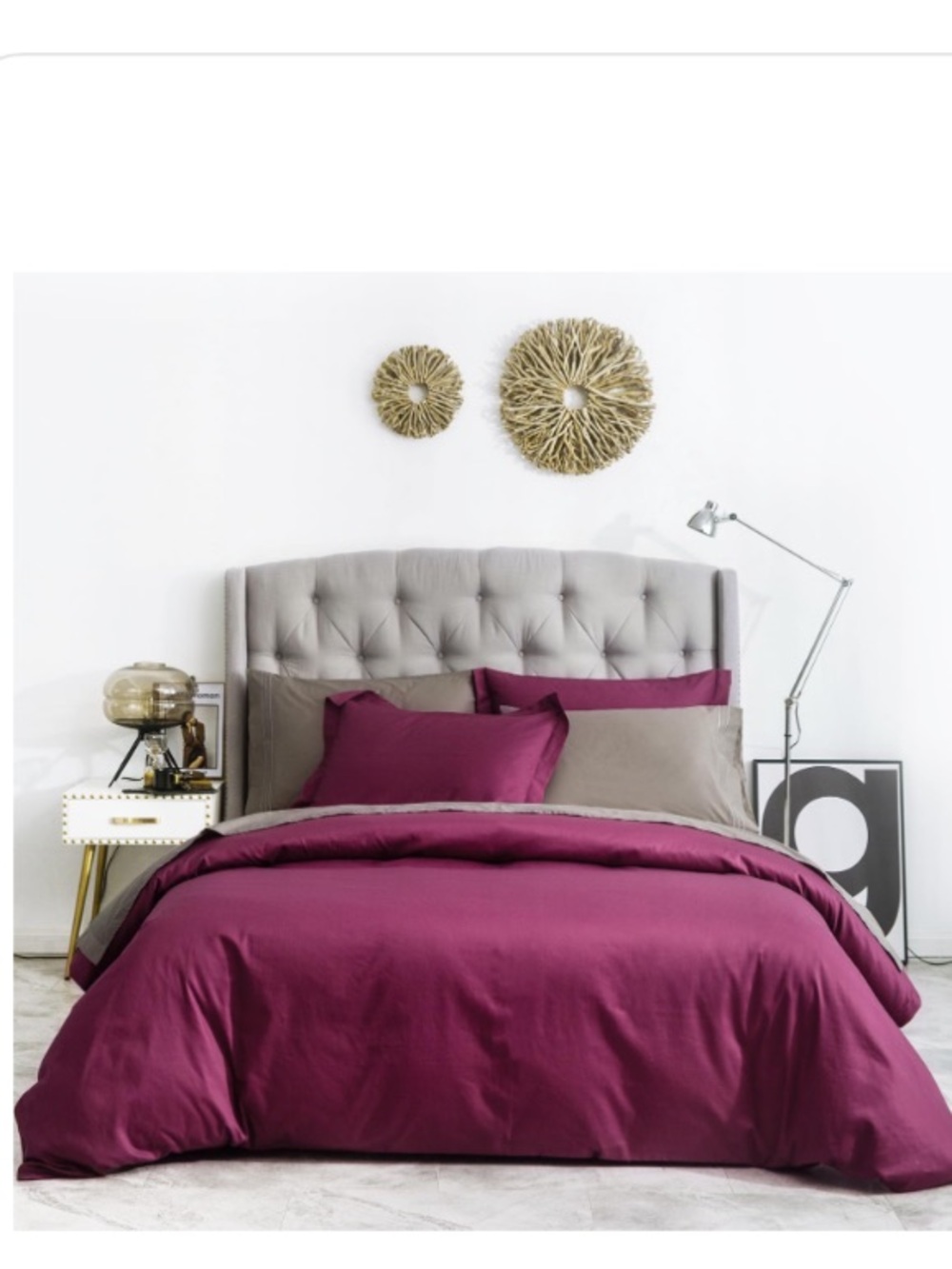 SOFT Breathable QUEEN SIZE Duvet Set 100% COTTON - MARSALA BURGUNDY